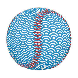 Seigaiha, Waves, Japanese, Blue and White Baseball