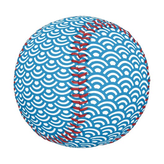 Seigaiha, Waves, Japanese, Blue and White Baseball (Schrägansicht)
