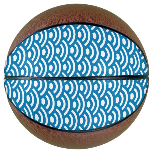 Seigaiha, Waves, Japanese, Blue and White Basketball (Vorderseite)