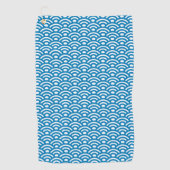 Seigaiha, Waves, Japanese, Blue and White Golfhandtuch (Vorderseite)