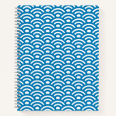Seigaiha, Waves, Japanese, Blue and White Notizblock (Vorderseite)