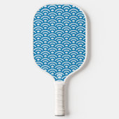 Seigaiha, Waves, Japanese, Blue and White Pickleball Schläger (Vorderseite)