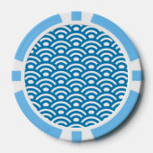 Seigaiha, Waves, Japanese, Blue and White Pokerchips (Vorderseite)