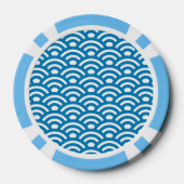 Seigaiha, Waves, Japanese, Blue and White Pokerchips (Rückseite)