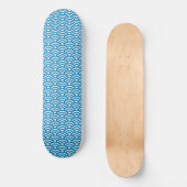 Seigaiha, Waves, Japanese, Blue and White Skateboard (Vorderseite)