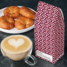 Seigaiha, Waves, Japanese, Burgundy and White