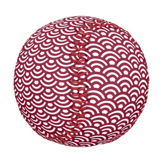 Seigaiha, Waves, Japanese, Burgundy and White Baseball (Schrägansicht)