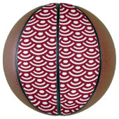 Seigaiha, Waves, Japanese, Burgundy and White Basketball (Vertikal)