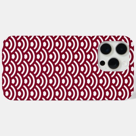 Seigaiha, Waves, Japanese, Burgundy and White Case-Mate iPhone Hülle (Rückseite (Horizontal))