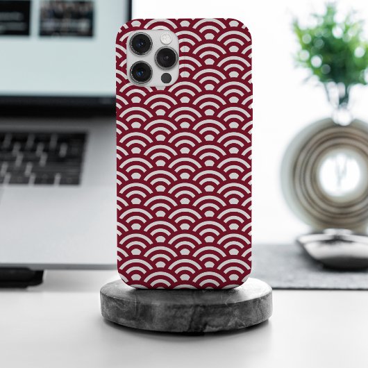 Seigaiha, Waves, Japanese, Burgundy and White Case-Mate iPhone Hülle