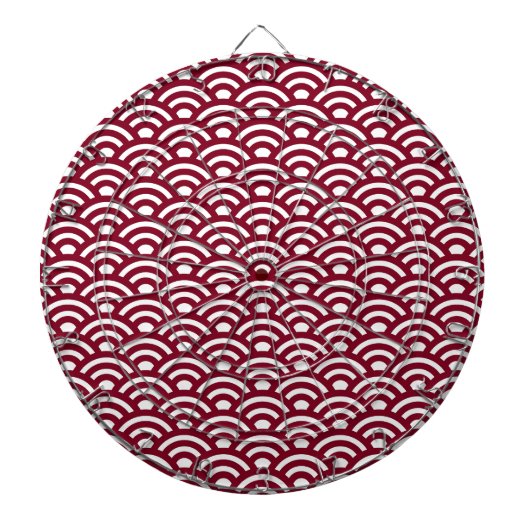 Seigaiha, Waves, Japanese, Burgundy and White Dartscheibe (vorne)