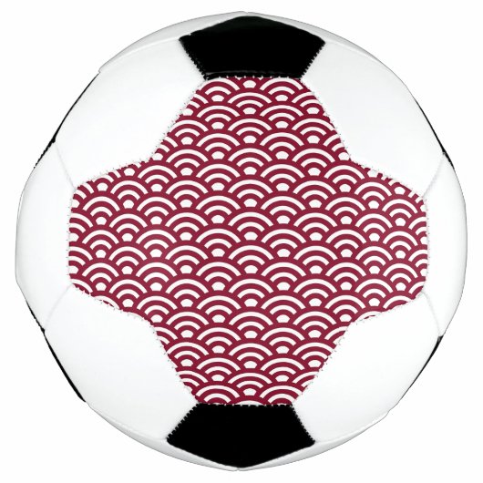 Seigaiha, Waves, Japanese, Burgundy and White Fußball (Vorderseite)