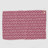 Seigaiha, Waves, Japanese, Burgundy and White Golfhandtuch (Horizontal)