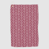 Seigaiha, Waves, Japanese, Burgundy and White Golfhandtuch (Vorderseite)