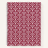 Seigaiha, Waves, Japanese, Burgundy and White Notizblock (Vorderseite)