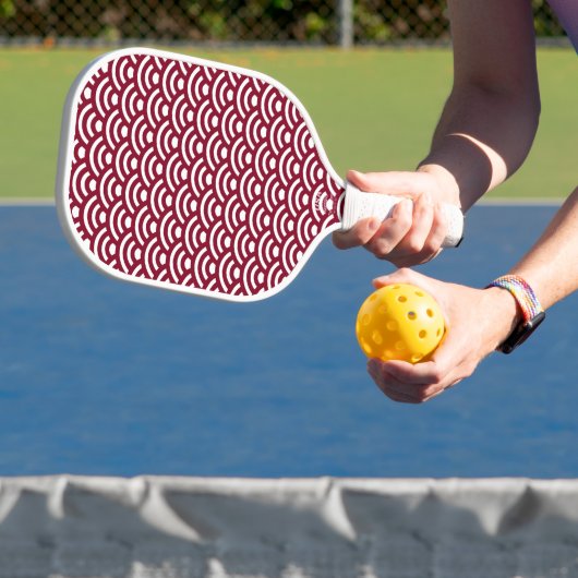 Seigaiha, Waves, Japanese, Burgundy and White Pickleball Schläger (InSitu)