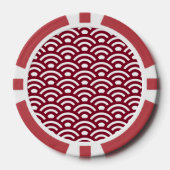 Seigaiha, Waves, Japanese, Burgundy and White Pokerchips (Vorderseite)