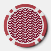 Seigaiha, Waves, Japanese, Burgundy and White Pokerchips (Rückseite)