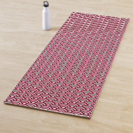 Seigaiha, Waves, Japanese, Burgundy and White Yogamatte