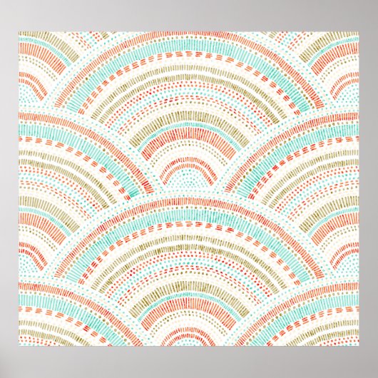 Seigaiha Waves: Vintages Wellenmuster Poster (Vorne)