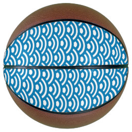 Seigaiha, Wellen, Japanisch, Blau und Weiß Basketball