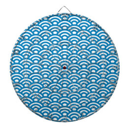 Seigaiha, Wellen, Japanisch, Blau und Weiß Dartscheibe