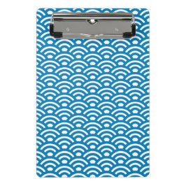 Seigaiha, Wellen, Japanisch, Blau und Weiß Mini Klemmbrett
