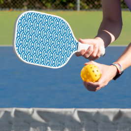 Seigaiha, Wellen, Japanisch, Blau und Weiß Pickleball Schläger