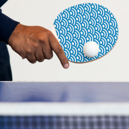 Seigaiha, Wellen, Japanisch, Blau und Weiß Tischtennis Schläger