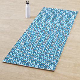 Seigaiha, Wellen, Japanisch, Blau und Weiß Yogamatte