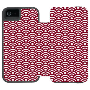 Seigaiha, Wellen, Japanisch, Burgund und Weiß Incipio Watson™ iPhone 5 Geldbörsen Hülle
