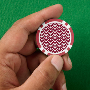Seigaiha, Wellen, Japanisch, Burgund und Weiß Pokerchips