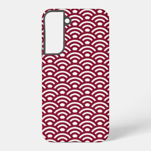Seigaiha, Wellen, Japanisch, Burgund und Weiß Samsung Galaxy Hülle