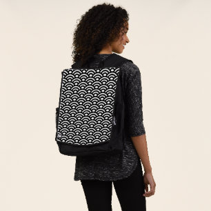 Seigaiha, Wellen, Japanisch, Schwarz und Weiß Rucksack