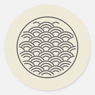 Seigaiha-Wellenmuster-Kreis Minimal Art Runder Aufkleber