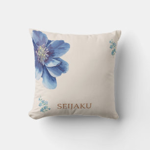Seijaku Blaues Blumenmuster-Ästhetik-Kissen Ruhi Kissen
