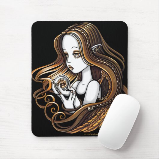 "Seika" bernsteinfarbiger Rosen-Kristallball-Engel Mousepad (Mit Mouse)
