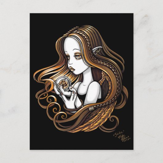 "Seika" Bernsteinische Rose Kristallball Angel Pos Postkarte (Vorderseite)