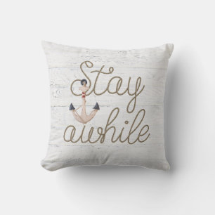 Seil auf weiß gekalktem Holz bleibe Kissen