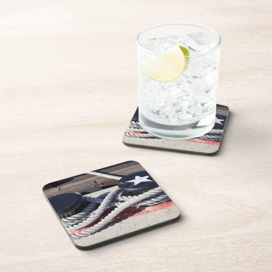 Seil gebunden an zwei Schiffspollern Getränkeuntersetzer (Rechte Seite)