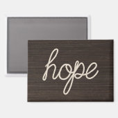 Seil HOPE Text auf dunklem Holz Magnet (Vorderseite/Rückseite)