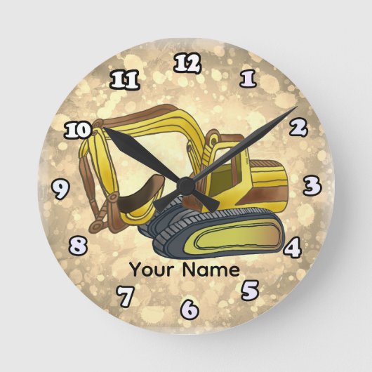 Seilbagger Runde Wanduhr (Vorderseite)