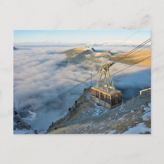 Seilbahn auf dem Monte Seceda in den Dolomiten Postkarte (Vorderseite)