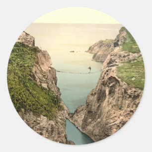 Seilbrücke, Carrick-a-Rede, County Antrim Runder Aufkleber