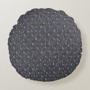 Seile auf blaugrauem Metal Rundes Kissen