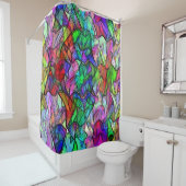 Seile überquert, verborgen durch ein buntes Markis Duschvorhang (Beispiel)