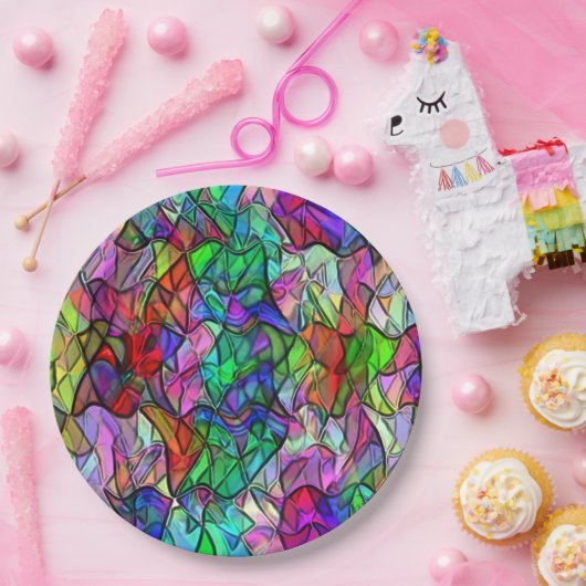 Seile überquert, verborgen durch ein buntes Markis Pappteller (Party)