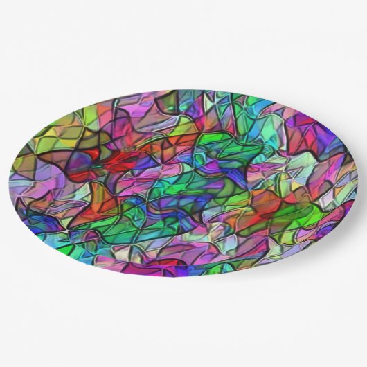 Seile überquert, verborgen durch ein buntes Markis Pappteller (Schrägansicht)