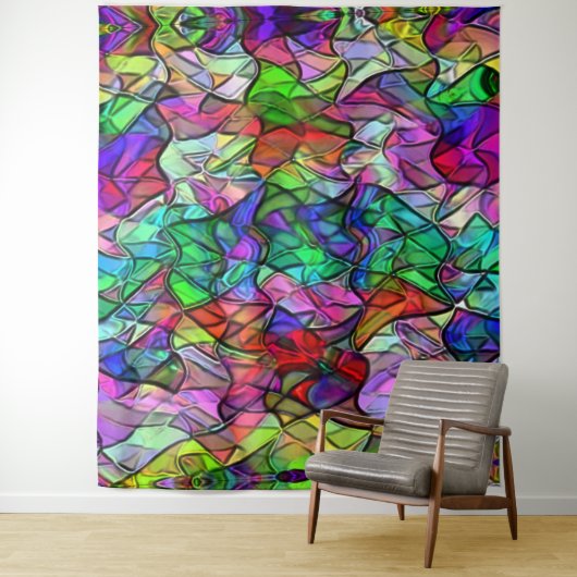 Seile überquert, verborgen durch ein buntes Markis Wandteppich (Beispiel)