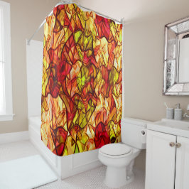 Seile überquert, versteckt unter einem roten Marki Duschvorhang